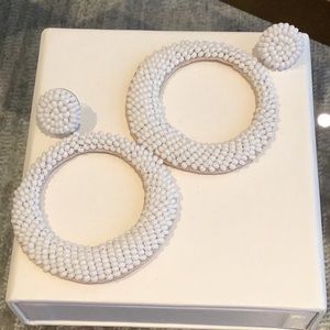 Anthropologie white beaded earrings. BNWOT.